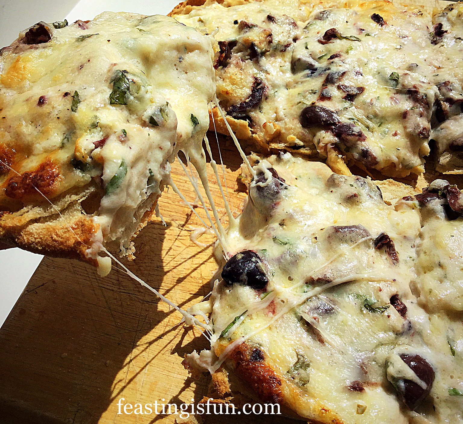 Baked Cheese Olive Ciabatta Bread Feasting Is Fun