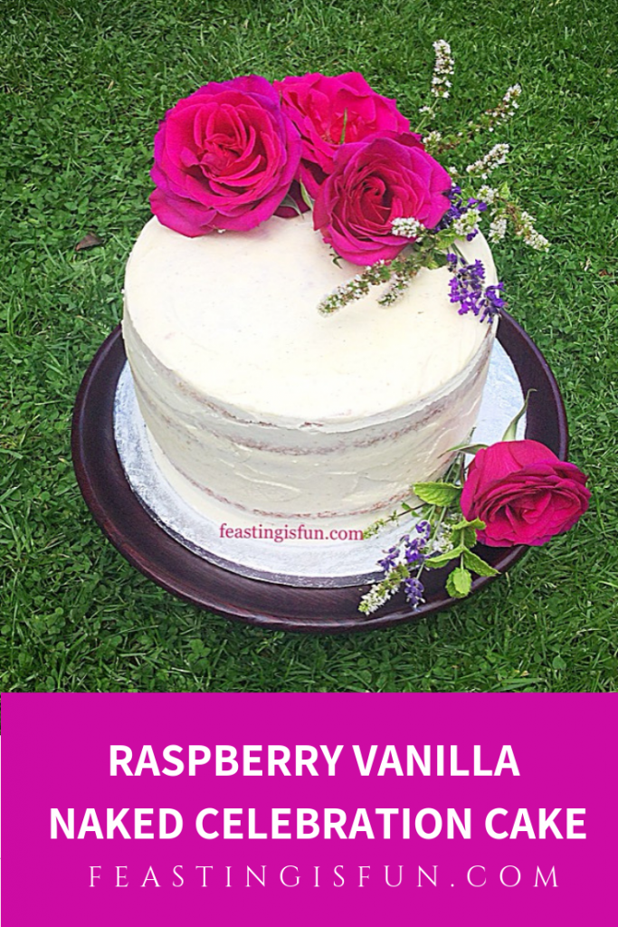 FF Raspberry Vanilla Cake Decorated With Fresh Flowers