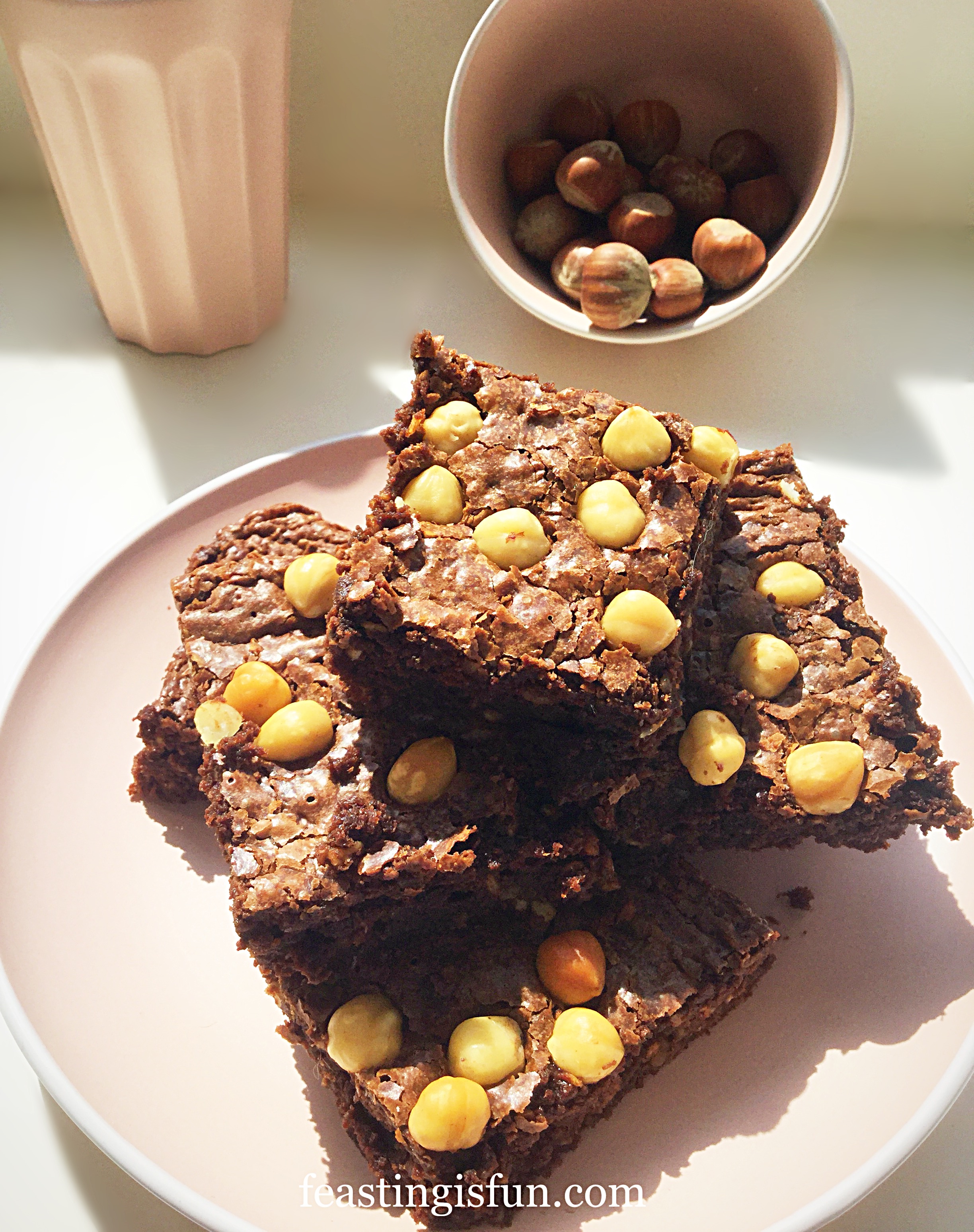 Chocolate Fudge Double Hazelnut Brownies - Feasting Is Fun
