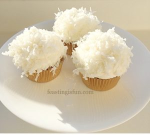 FF Coconut White Chocolate Snowball Cupcakes 