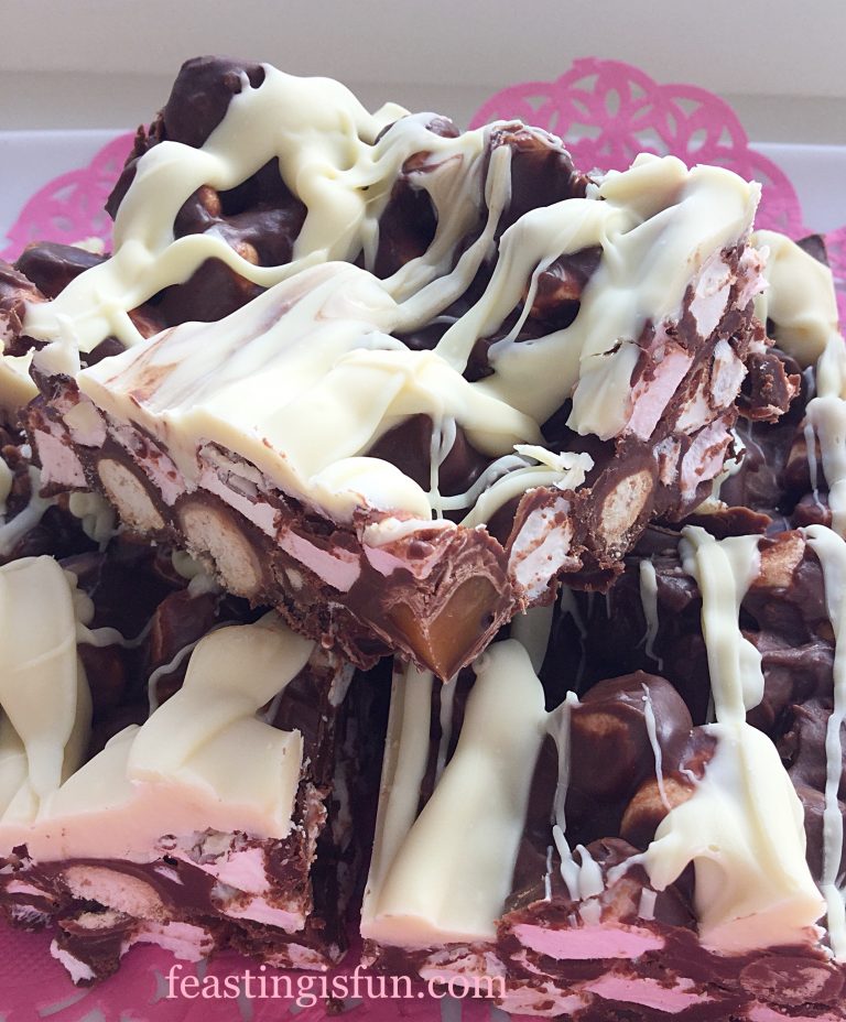 Caramel Crunch Rocky Road Bars Feasting Is Fun