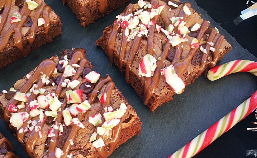 Peppermint Candy Cane Topped Brownies
