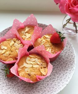 Double Strawberry Almond Muffins 