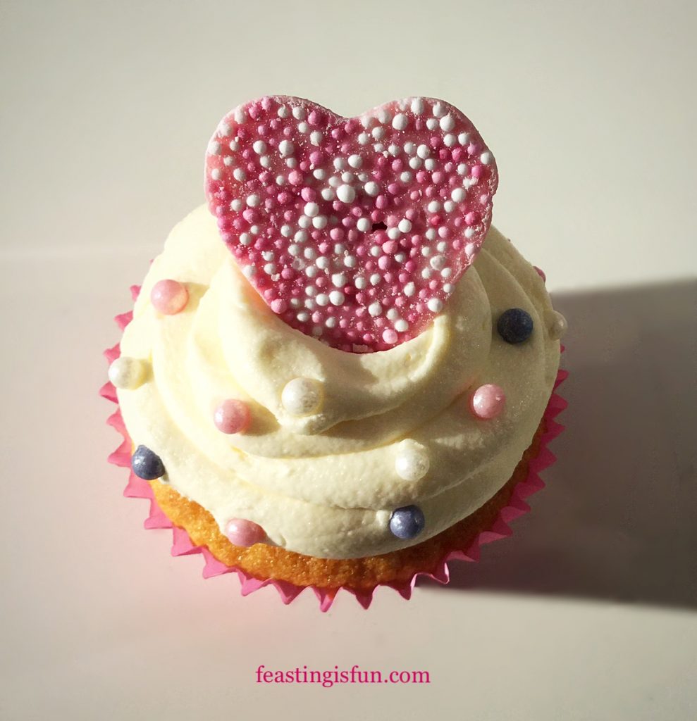 FF Pink Heart Topped White Chocolate Cupcakes