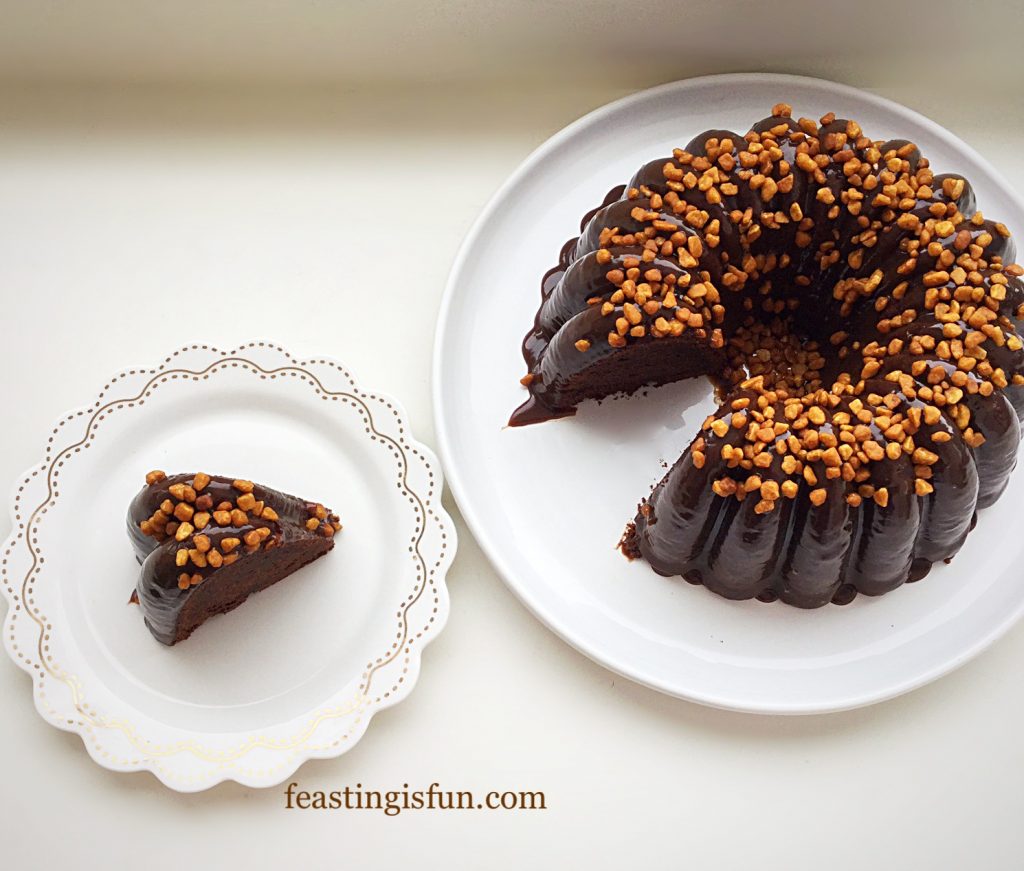 FF Caramel Crunch Topped Chocolate Bundt Cake 