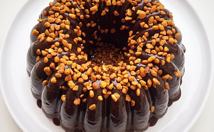 Caramel Crunch Topped Chocolate Bundt Cake