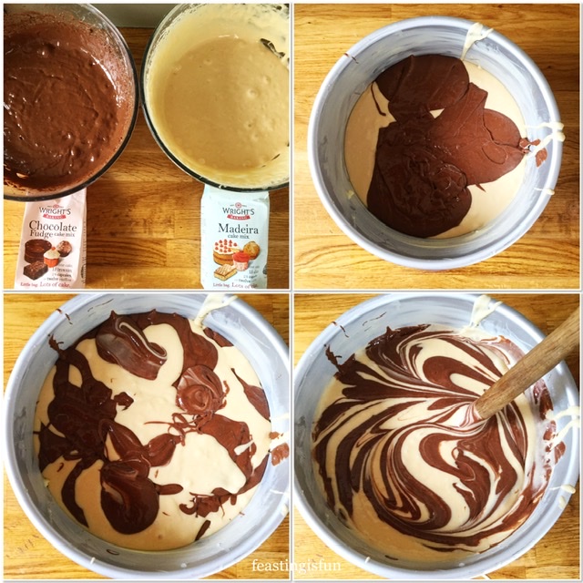 Making the batter and creating the swirl.