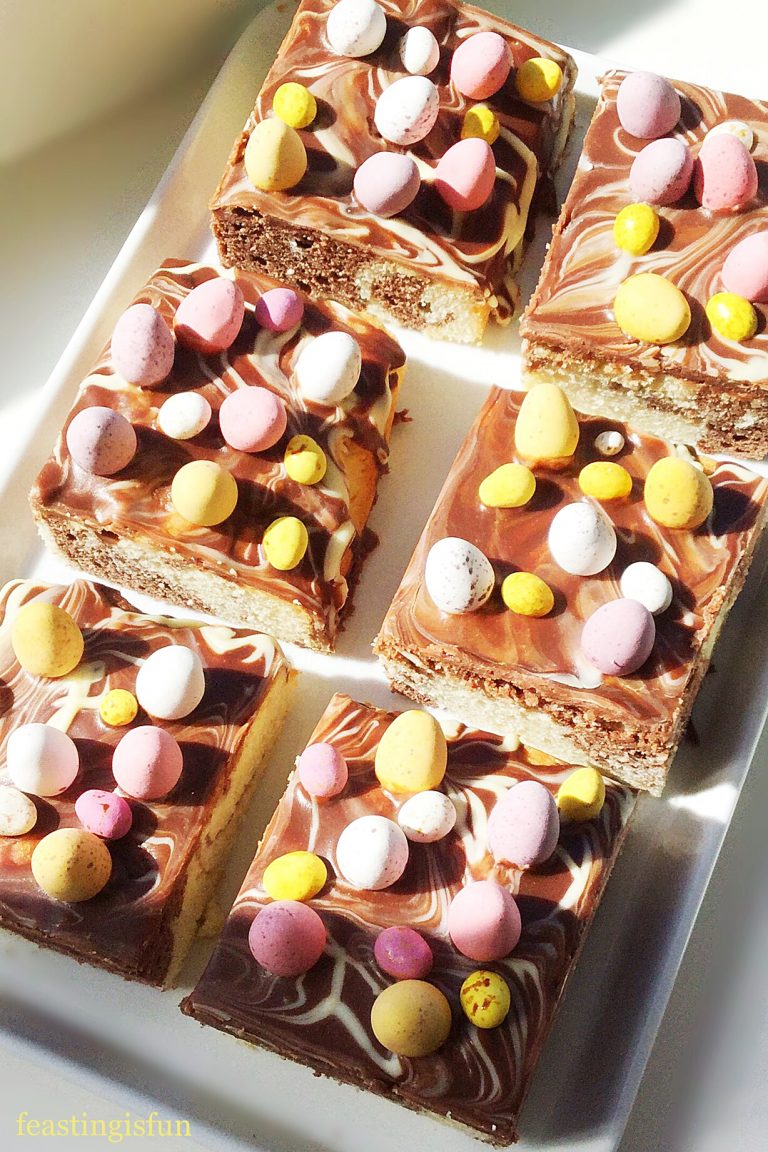 Mini Egg Marbled Traybake Feasting Is Fun