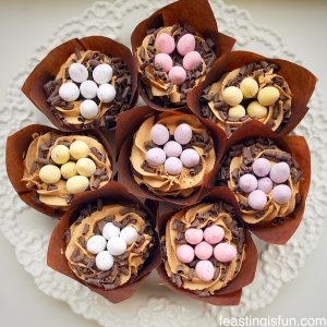 Vanilla mini egg nest cupcakes 