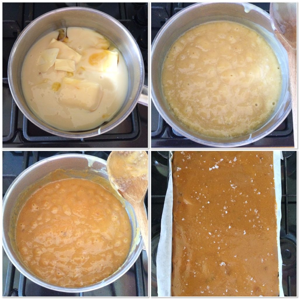 Making caramel in a saucepan.